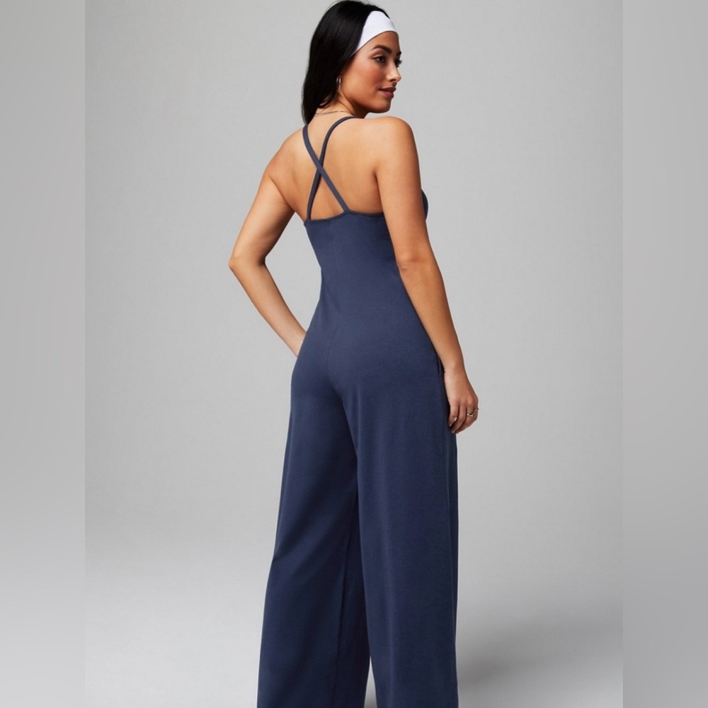 Fabletics Wide-Leg Onesie in Deep Navy Heather. NEW. Size small. - Picture 2 of 5